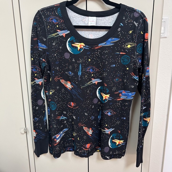 Hanna Andersson Space Rocket Organic Cotton Long Sleeve Tee Adult L Planets - Picture 1 of 6